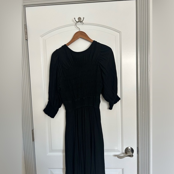 Free People Tie Front String of Hearts Maxi Dress Boho Black size large - Picture 13 of 14